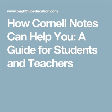cornell notes     guide  students  teachers