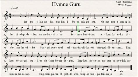 Hymne Guru Iringan Piano Dan Not Balok Lagu Wnf Music