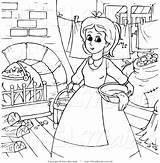 Coloring Maid Designlooter Cinderella Chores Outline Doing Around House sketch template
