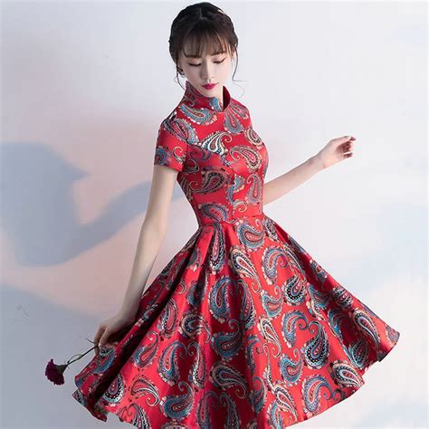 Traditional Chinese Antiques Party Dresses Bride Red Modern Qipao Woman