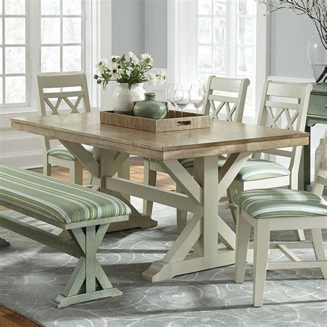 john thomas select dining customizable farmhouse style trestle dining table belfort furniture
