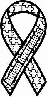 Autism Coloring Awareness Ribbon Puzzle Piece Clipart Cancer Clip Drawing Color Sheets Pages Symbol Activities Printable Cliparts Month Breast Outline sketch template