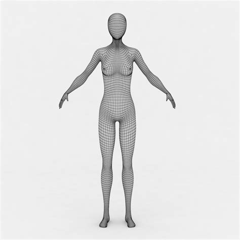 female body base mesh  model rigged max obj mtl cgtradercom