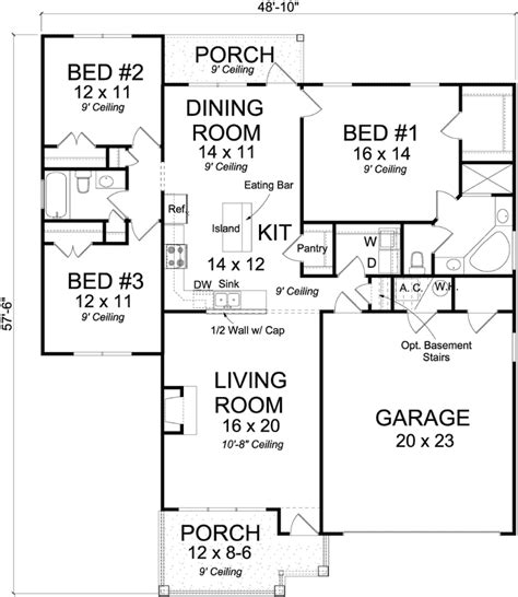 Craftsman House Plan 3 Bedrooms 2 Bath 1570 Sq Ft Plan 11 434