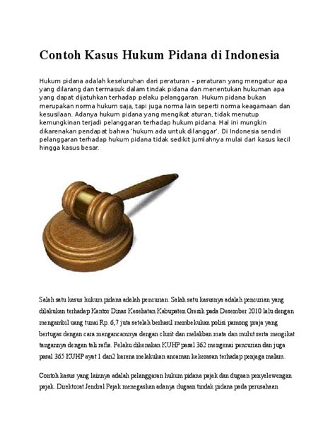 Doc Contoh Kasus Hukum Pidana Di Indonesia Budi Setiawan