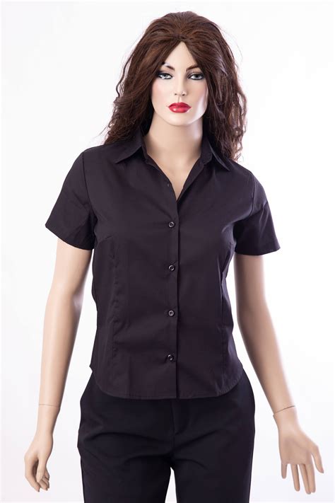 camisa social manga curta preta cliper uniformes