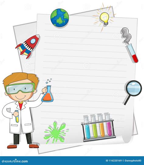 male scientist  note template stock vector illustration