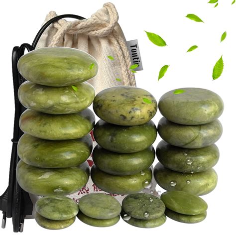 green jade body massage hot stone set spa canvas heater bag relieve