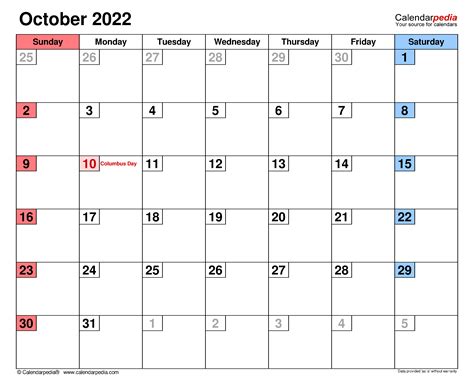 october  fillable calendar