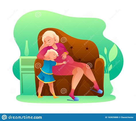 mom and daughter hugging flat illustration stock vector