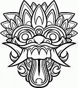 Indonesian Balinese Masque Tiki Chinois Visuels Pochoir Africain Asie Balinais Masken Clipartmag Burning Imgarcade sketch template