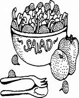 Salad Coloring Fruit Bowl Pages Printable Drawing Kids Getdrawings Food Popular sketch template