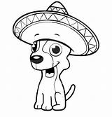 Chihuahua Coloring Sombrero Dog Pages Mexican Drawing Sitting Cartoon Drawings Hat Wearing Puppy Cute Clipart Baby Down Printable Netart Color sketch template