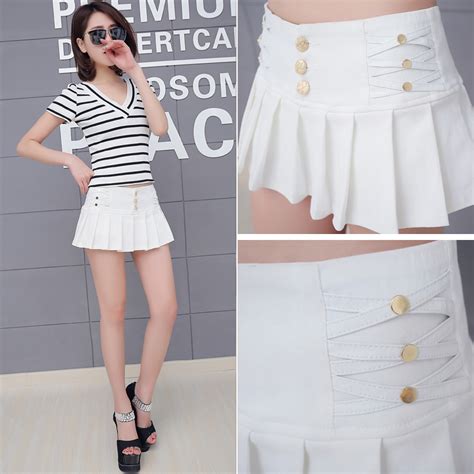 black white pencil pleated micro mini skirt women 2017 summer fashion