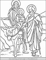 Coloring Holy Family Mary Jesus Joseph Thecatholickid sketch template