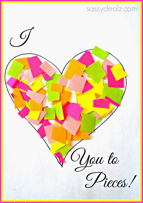 love   pieces heart craft  kids valentine card idea