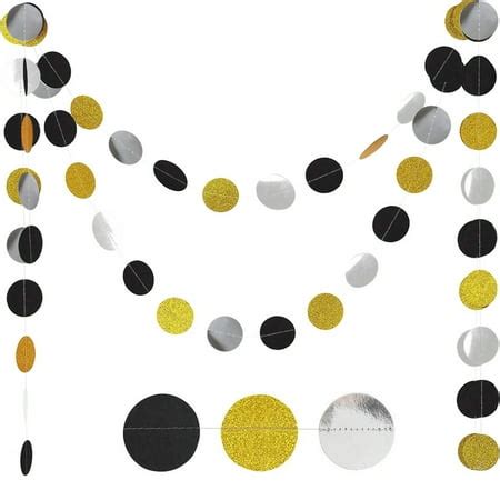 set gold black circle dots garland streamers party decorations glitter