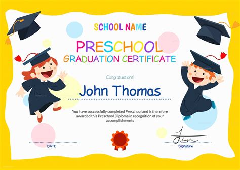 graduation certificate template   preschool certificate