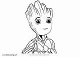 Groot Baby Drawing Coloring Easy Pages Color Printable Kids sketch template