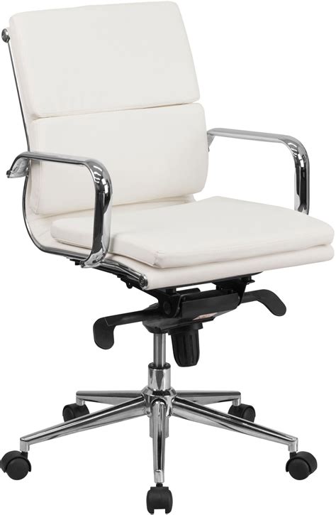 white executive swivel office chair  synchro tilt mechanism