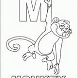 Monkey Alphabet Printable Missy Coloring sketch template