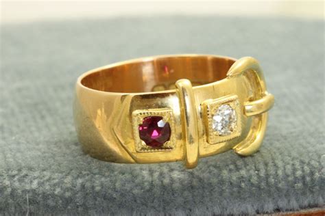birmingham 1914 18 k diamond and ruby buckle ring emily s attic llc