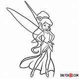 Vidia Fairies Disney Draw Tinker Bell Characters Cartoon Sketchok sketch template