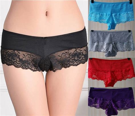 M10502 Sexy Lace Women`s Shorts Silid Underwear Hollow Out Flower Hot