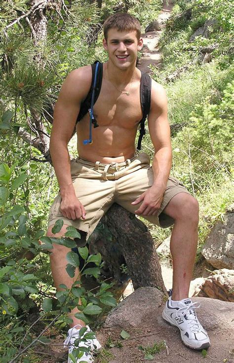 Shirtless Male Frat Jock Athletic Hunk Hiking Shorts Guy Photo 4x6