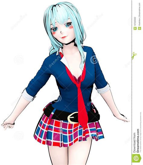 3d japanese anime schoolgirl stock illustration illustration of