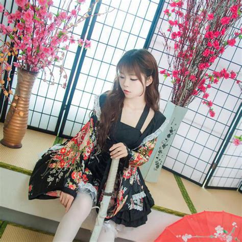 Women Sexy Sakura Anime Costume Japanese Style Vintage Improved Kimono