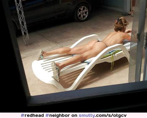 neighbor tanning voyeur exhibitionist ass bikinibottom thonglegs redhead