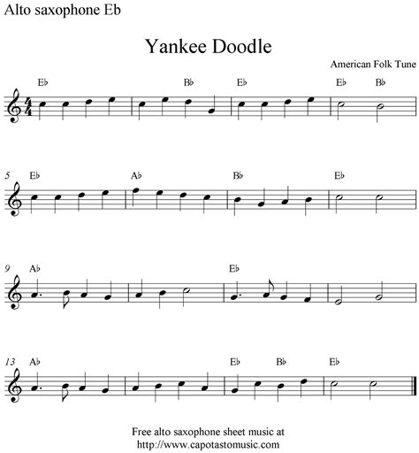 yankee doodle  alto saxophone sheet  notes