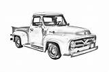 Ford Truck F100 1955 Pickup Illustration Trucks Vector Jr Keith Webber Cars Drawings Old Coloring Vintage Photograph Pages Classic Cool sketch template