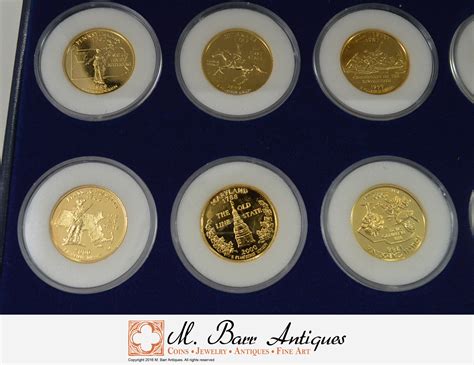 coin set ten statehood quarter dollars  karat gold plated edition
