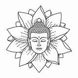 Buddha Tattoo Lotus Coloring Drawing Head Pages Vector Tattoos Getdrawings Mandala Print Isolated Sign Background Buddhismus Kunst Getcolorings Textile Color sketch template