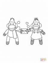 Coloring Sock Monkeys Monkey Pages Printable Valentine Christmas Drawing Couples Getdrawings Supercoloring sketch template