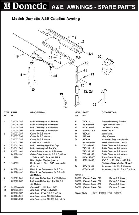 dometic  awning parts diagram