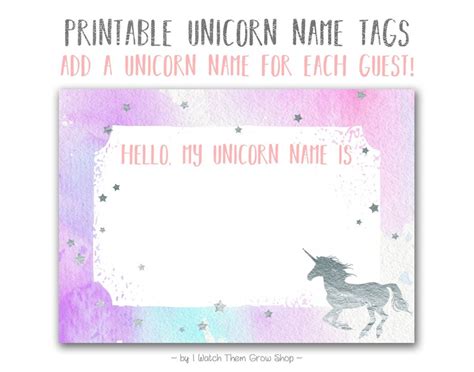 silver unicorn  tags printable unicorn  stickers etsy