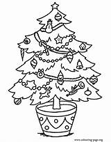 Christmas Coloring Pages Tree Decorated Trees Colouring Clipart Clip Print Outline Cartoon Printable Decoration Kids Library Lights Templates Ornaments Use sketch template