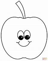 Coloring Apple Pages Smiling Cartoon sketch template