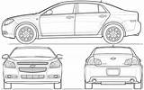 Malibu Car Blueprints Chevrolet Clipart 2008 Sedan Blueprint Malbu Clipground Outlines Templates sketch template
