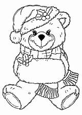 Coloring Bear Christmas sketch template