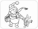 Christmas Coloring Pooh Pages Piglet Disneyclips Disney Hand sketch template