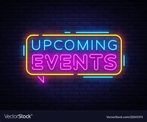 upcoming  neon text sign royalty  vector image