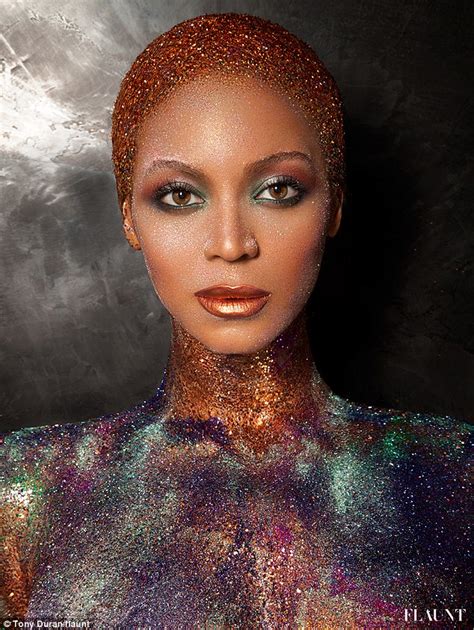 beyonce is gilded in glitter on cover of flaunt magazine daily mail