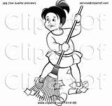 Sweeping Girl Clipart Grayscale Illustration Little Royalty Clip Vector Lal Perera sketch template