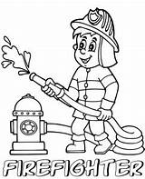 Coloring Firefighter Professions Topcoloringpages sketch template