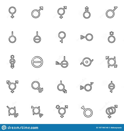 Gender Line Icons Set Stock Vector Illustration Of Gender 187196148