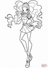 Coloring Winx Aisha Pages Drawing sketch template
